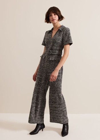 Phase Eight Lavinia Grey Tweed Wide Leg Jumpsuit Grey USA | 3016547-ZG